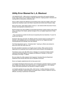 Utility Error Blamed for L.A. Blackout