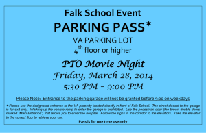 PARKING PASS  Falk School Event PTO Movie Night