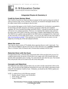 This Credit by Exam Review Sheet can help you prepare... what you need to study, review, and learn. To succeed,... Integrated Physics &amp; Chemistry A