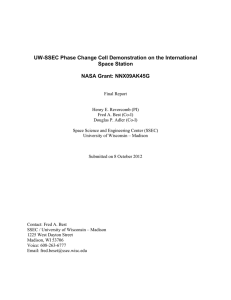 UW-SSEC Phase Change Cell Demonstration on the International Space Station