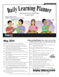 May 2014 Daily Learning Planner: Ideas Parents Can Use to Help