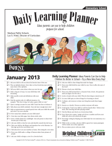 January 2013 Daily Learning Planner: Ideas Parents Can Use to Help
