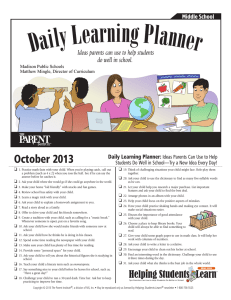 October 2013 Daily Learning Planner: Ideas Parents Can Use to Help
