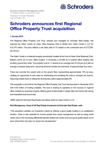 Schroders announces first Regional Office Property Trust acquisition