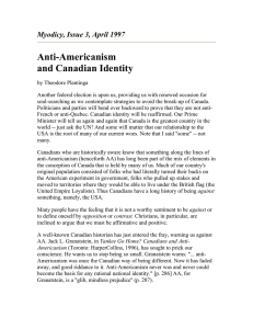 Anti-Americanism and Canadian Identity Myodicy, Issue 3, April 1997