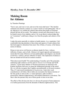 Making Room for Ahimsa Myodicy, Issue 15, December 2001