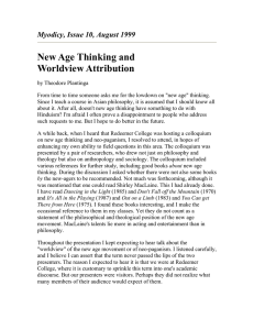 New Age Thinking and Worldview Attribution Myodicy, Issue 10, August 1999