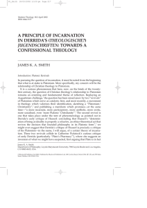 A PRINCIPLE OF INCARNATION THEOLOGISCHE? CONFESSIONAL THEOLOGY JUGENDSCHRIFTEN