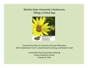 Wichita State University’s Herbarium:   Filling a Critical Gap
