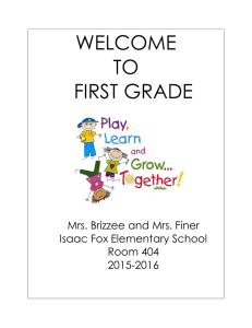WELCOME TO FIRST GRADE
