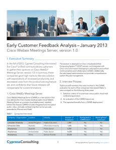 Early Customer Feedback Analysis – January 2013 I. Executive Summary