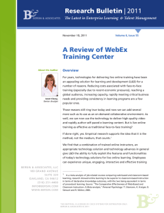 A Review of WebEx Training Center Research Bulletin | 2011 Overview