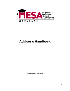 Advisor’s Handbook 1 Last Revised:  July 2011