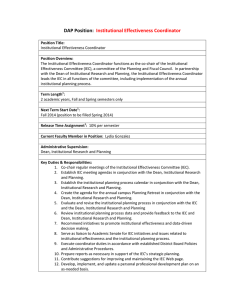 DAP Position:   Institutional Effectiveness Coordinator 