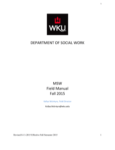 DEPARTMENT OF SOCIAL WORK MSW Field Manual