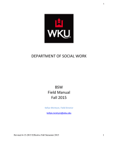 DEPARTMENT OF SOCIAL WORK BSW Field Manual