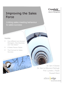 Improving the Sales Force Linking sales meeting behaviour to sales success