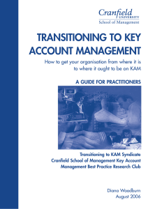 TRANSITIONING TO KEY ACCOUNT MANAGEMENT