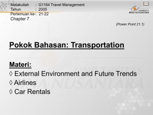 Pokok Bahasan: Transportation Materi:  External Environment and Future Trends  Airlines