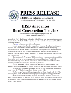 HISD Announces Bond Construction Timeline under construction by 2014