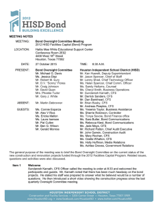 MEETING NOTES Bond Oversight Committee Meeting MEETING: