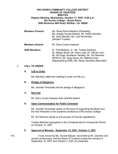 RIO HONDO COMMUNITY COLLEGE DISTRICT BOARD OF TRUSTEES MINUTES