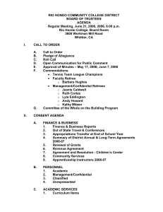 RIO HONDO COMMUNITY COLLEGE DISTRICT BOARD OF TRUSTEES AGENDA