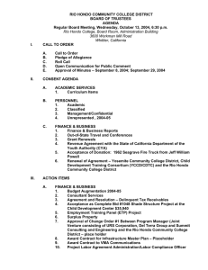 RIO HONDO COMMUNITY COLLEGE DISTRICT BOARD OF TRUSTEES AGENDA