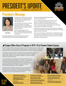 President’s Message COVERING JULY AND AUGUST 2015