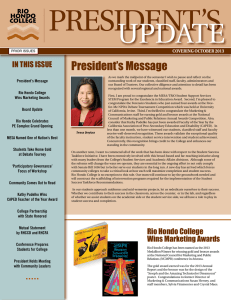 PRESIDENT’S UPDATE President’s Message IN THIS ISSUE