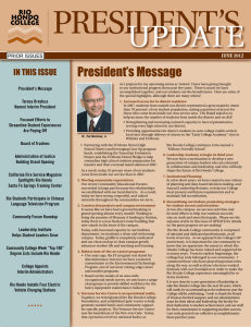 PreSident’S UPdAte President’s Message IN THIS ISSUE