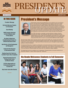 President’s UPdAte President’s Message IN THIS ISSUE