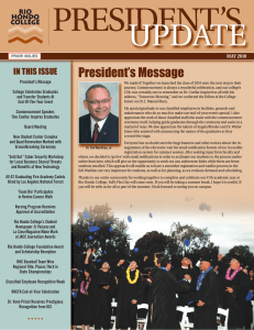 PRESIDENT’S UPDATE President’s Message IN THIS ISSUE