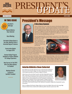 PRESIDENT’S UPDATE President’s Message IN THIS ISSUE