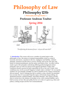 Philosophy  of  Law   Philosophy  125b Professor  Andreas  Teuber