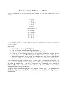 Math 112 - Review Worksheet 4 - 4/22/2016