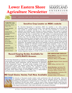 Sensitive Crop Locator on MDA’s website Inside this issue: