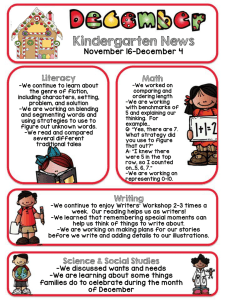 Kindergarten News Literacy  Math