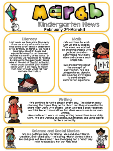 Kindergarten News February 29-March 11 Literacy