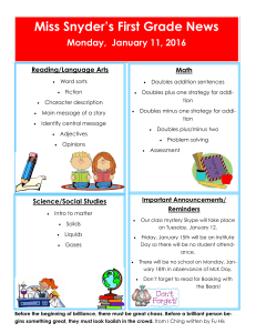 Miss Snyder’s First Grade News Monday,  January 11, 2016  Reading/Language Arts