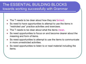 The ESSENTIAL BUILDING BLOCKS towards working successfully with Grammar