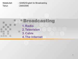 Broadcasting 1. Radio 2. Television 3. Cable