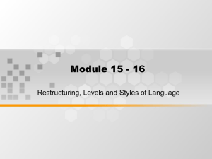 Module 15 - 16 Restructuring, Levels and Styles of Language
