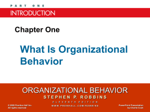 What Is Organizational Behavior ORGANIZATIONAL BEHAVIOR Chapter One