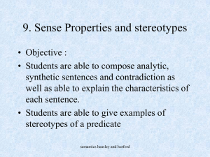 9. Sense Properties and stereotypes