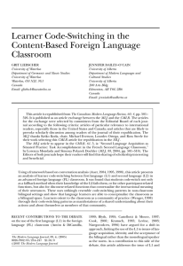 Learner Code-Switching in the Content-Based Foreign Language Classroom