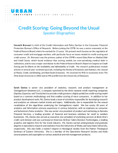Credit Scoring: Going Beyond the Usual Speaker Biographies