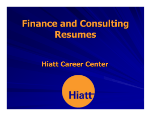 Finance and Consulting Resumes Hiatt Career Center