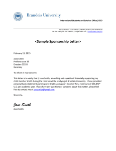 &lt;Sample Sponsorship Letter&gt;