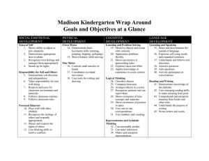 Madison Kindergarten Wrap Around Goals and Objectives at a Glance  SOCIAL/EMOTIONAL